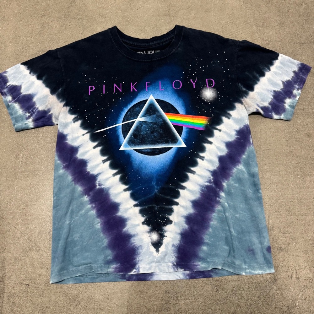 Liquid Blue Pink Floyd Dark Side of the Moon Tie Dye Graphic T-Shirt Small S